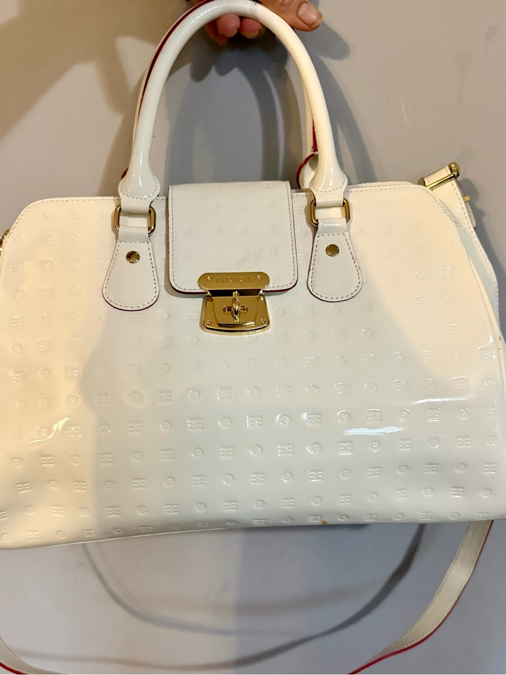 Arcadia White Embossed Handbag
